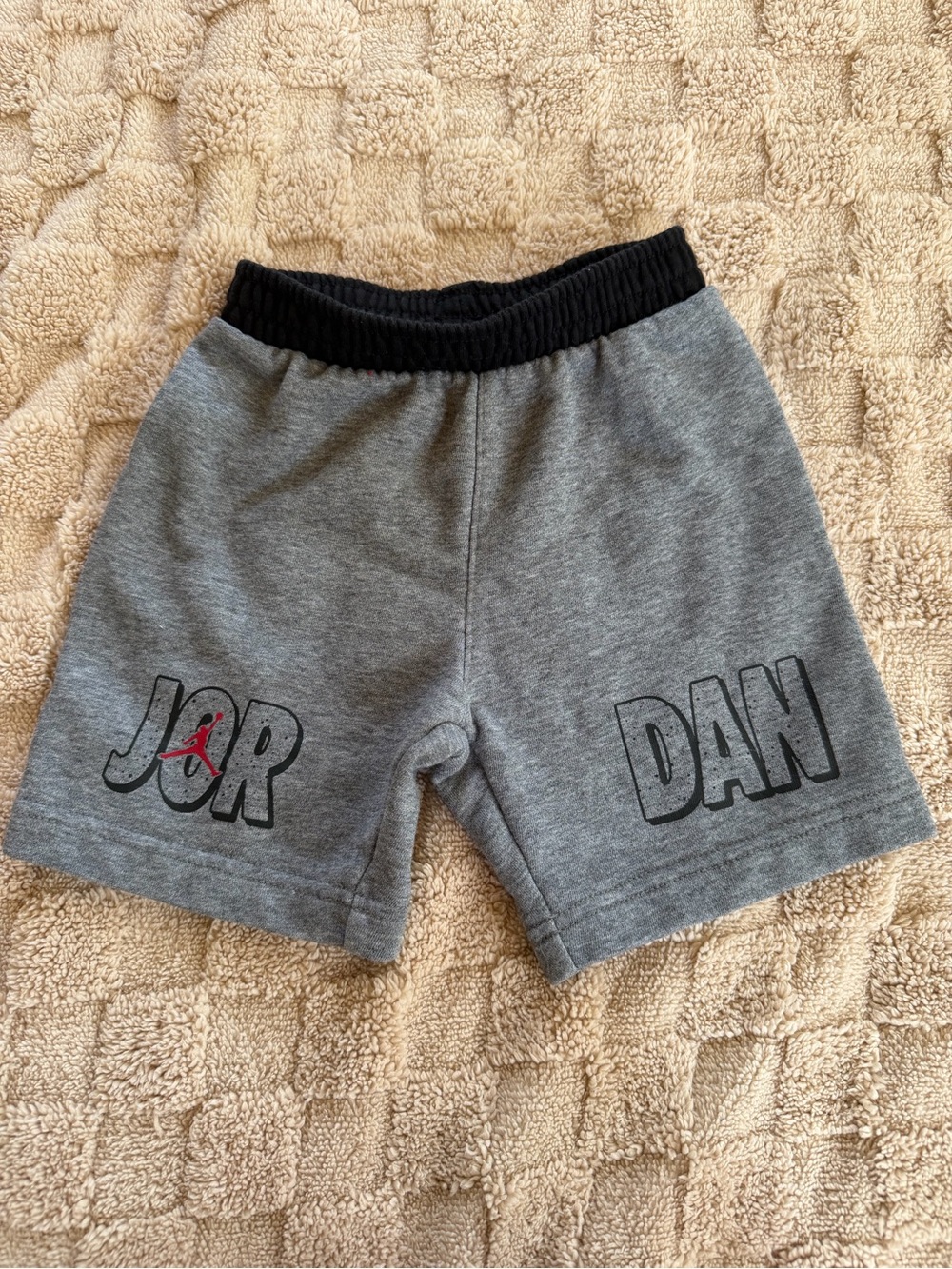 Jordan Boys 4T Gray Black Logo Fleece Shorts Jumpman Athletic Sweat Shorts